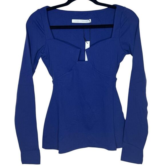 NEW Susana Monaco Angle Wire Long Sleeve Top Thunder Blue XL - Picture 1 of 9